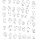 Druga część tryptyku przedstawia także 7 rzędów po 7 twarzy narysowanych czarnym tuszem na białej kartce. Graficzne wizerunki twarzy upraszczają się, nie tracąc indywidualnych cech i ładunku emocji