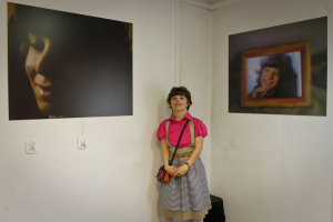 Marta Kowalska with her works